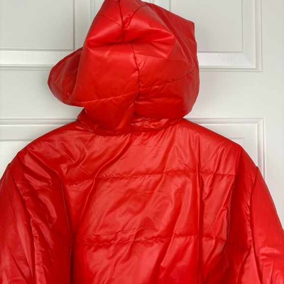 Naked Wardrobe Cropped Puffer Orange Jacket Size Medium - Picture 8 of 11